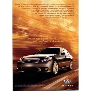 2008 Infiniti M Luxury Sport Sedan Vintage Print Ad Lane Departure Wall Art
